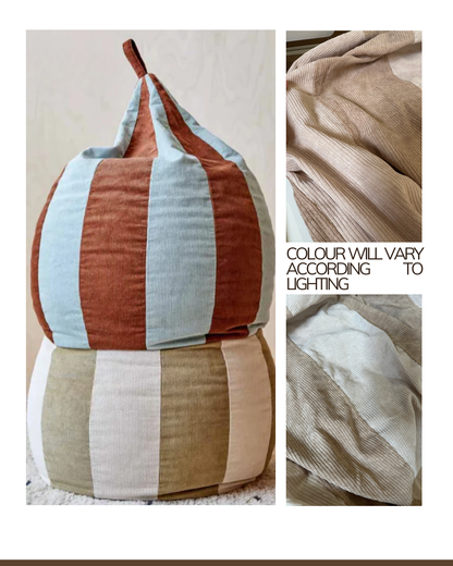 Weemsie Corduroy Kids Bean Bag Cover – Colour Block Soft Lounger Chair for Playroom & Reading Nooks