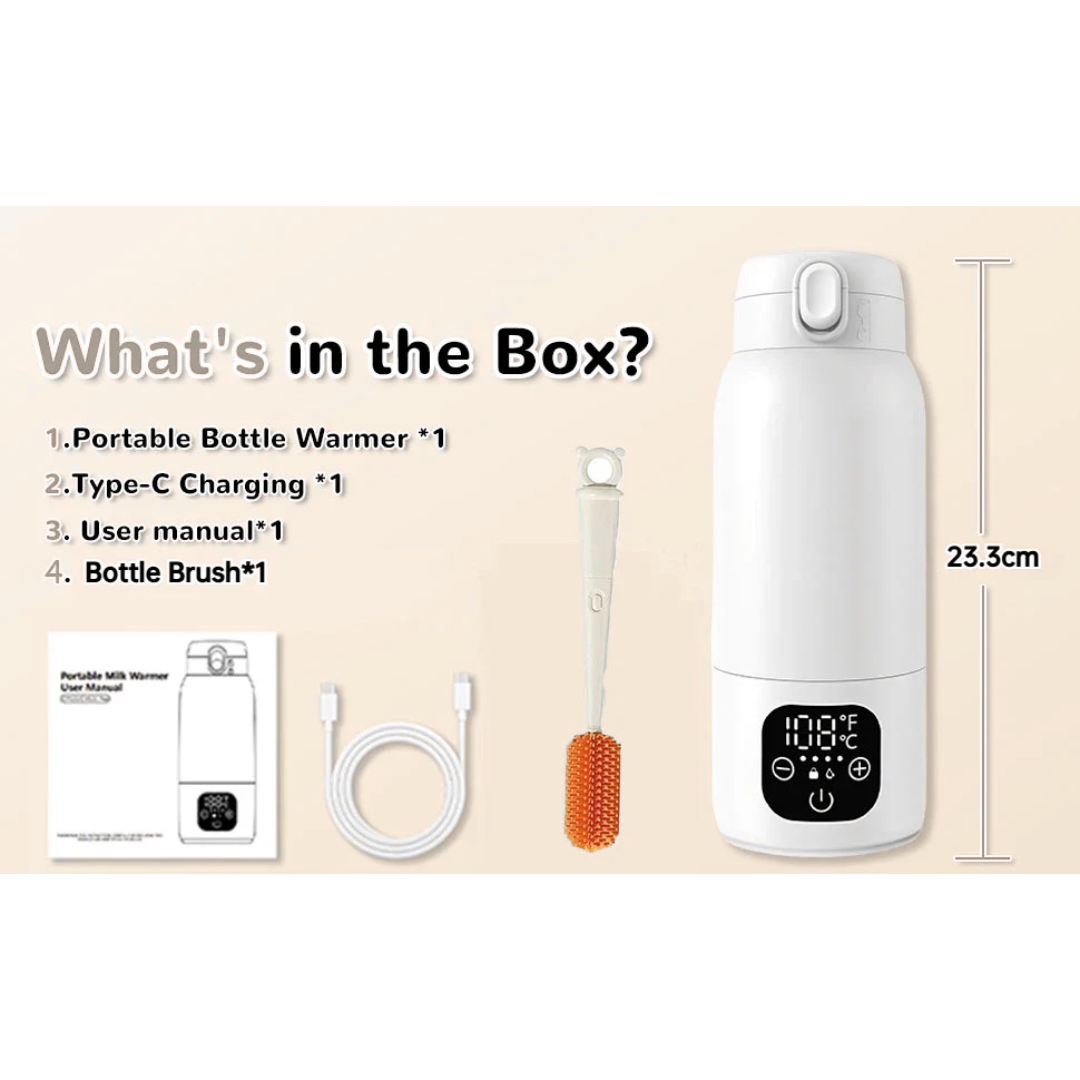 Portable 500ml Baby Bottle Warmer for Breastmilk and Formula | Travel Baby Bottle Heater