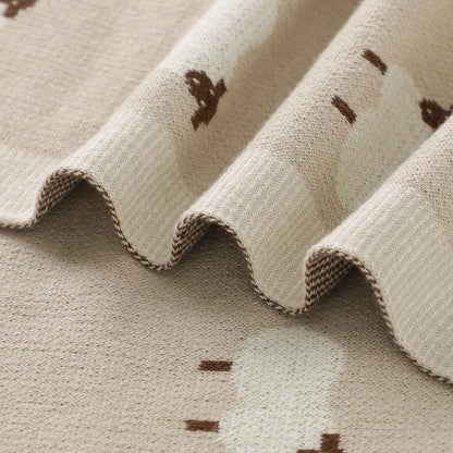Little Lamb Cotton Knit Blanket for Newborns and Toddlers