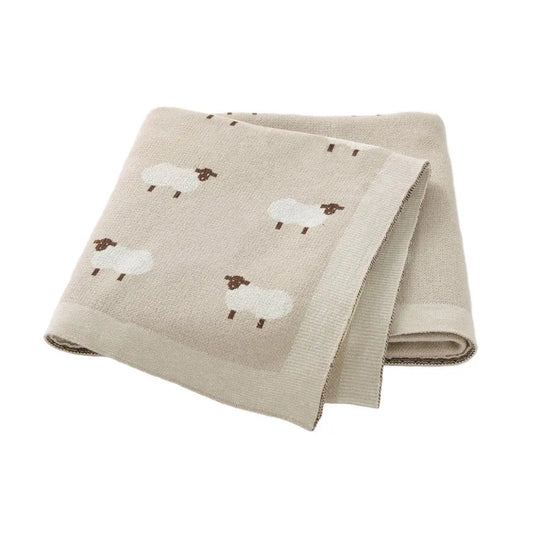 Little Lamb Cotton Knit Blanket for Newborns and Toddlers