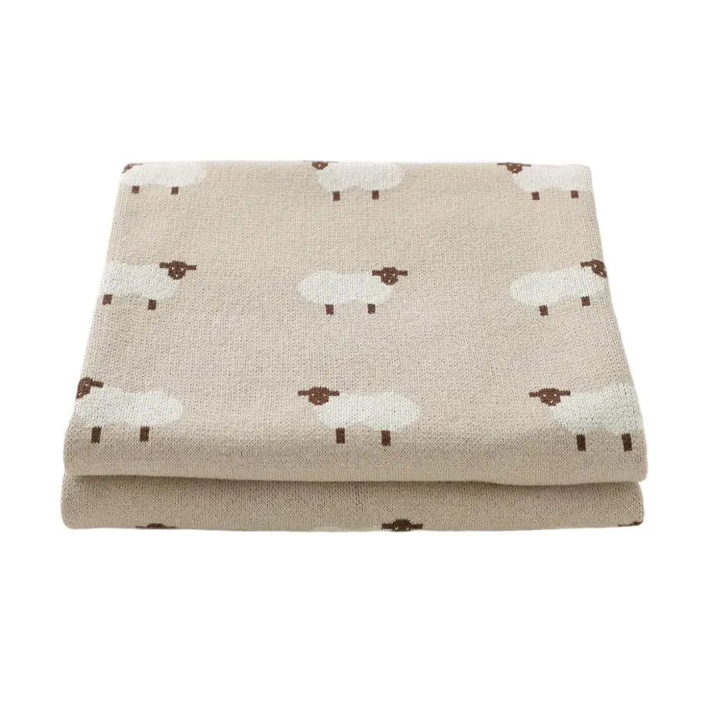 Little Lamb Cotton Knit Blanket for Newborns and Toddlers