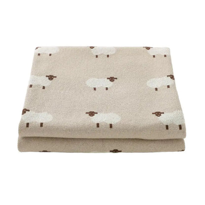 Little Lamb Cotton Knit Blanket for Newborns and Toddlers