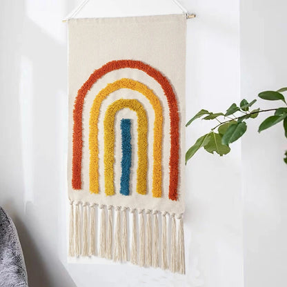 Rainbow and Be Happy Wall Tufted Tapestry