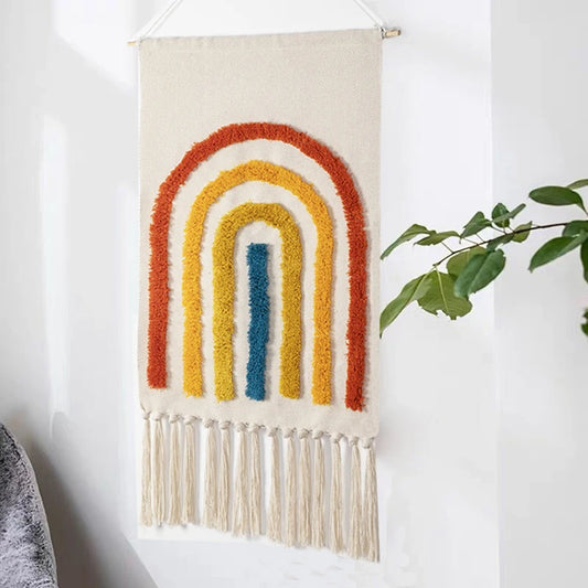 Rainbow and Be Happy Wall Tufted Tapestry