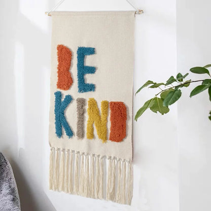 Rainbow and Be Happy Wall Tufted Tapestry