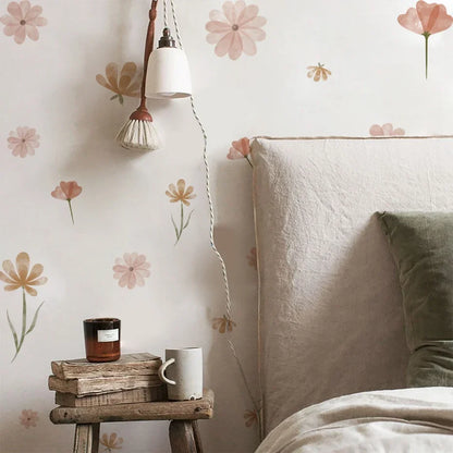 Boho Watercolour Flower Wall Stickers – Soft Blooms for Nursery and Kids’ Rooms