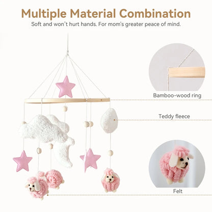 Sheep Wooden Crib Mobile – Neutral Plush Baby Rattle & Hanging Nursery Toy - Weemsie