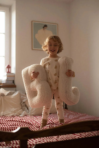 Alphabet Lamb Wool Pillow – Soft Letter Cushion for Nursery & Toddler Play