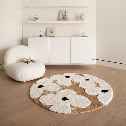 Flower Tufted Round Rug – Soft Floral Plush Carpet for Kids’ Rooms and Living Spaces