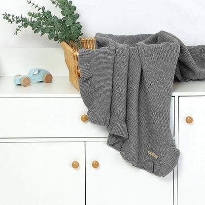 Ruffle Knit Baby Swaddle Blanket – Soft Newborn Stroller & Nap Blanket - Weemsie