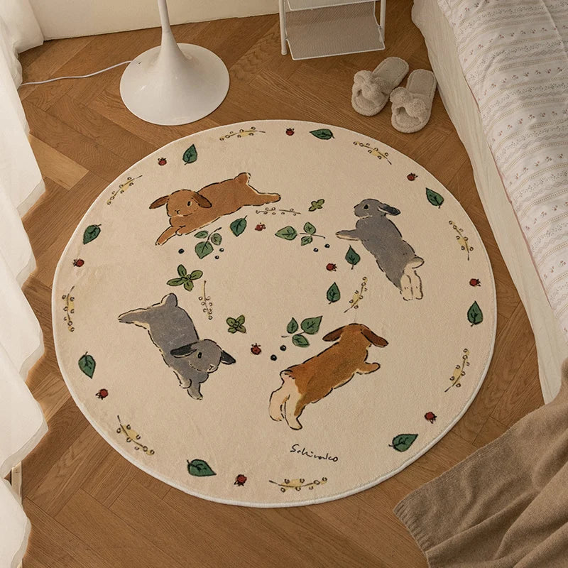 Cute Hopping Bunny Rug