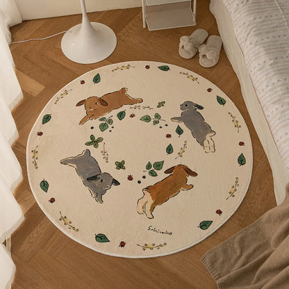 Cute Hopping Bunny Rug