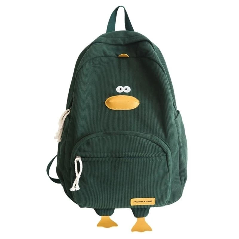 Quacky Corduroy Backpack – Cute Duck Travel Bag for Kids