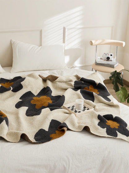 Floral Knit Throw – Cozy Microfiber Blanket
