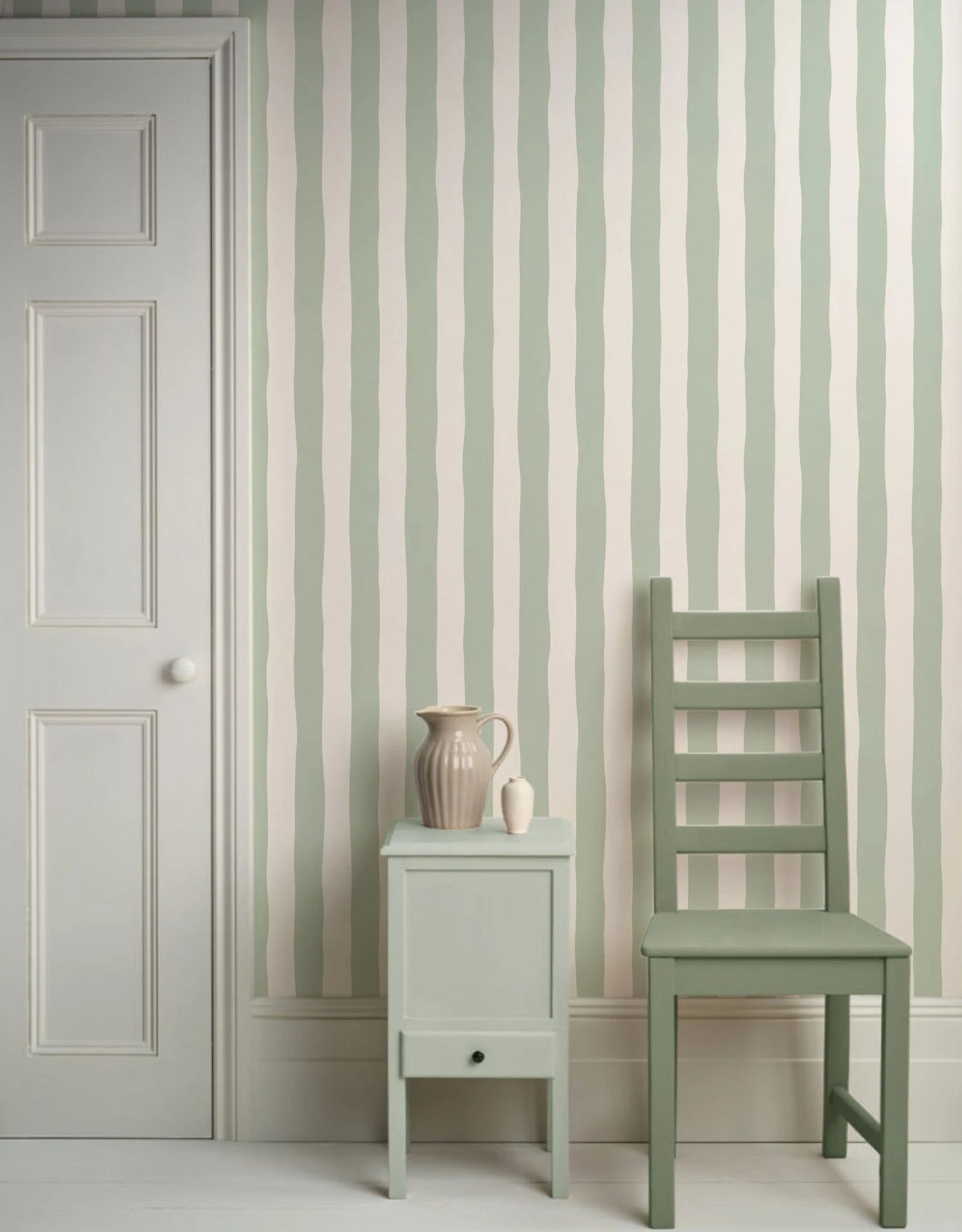 Sage Green Stripes Removable Wallpaper