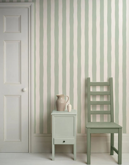 Sage Green Stripes Removable Wallpaper