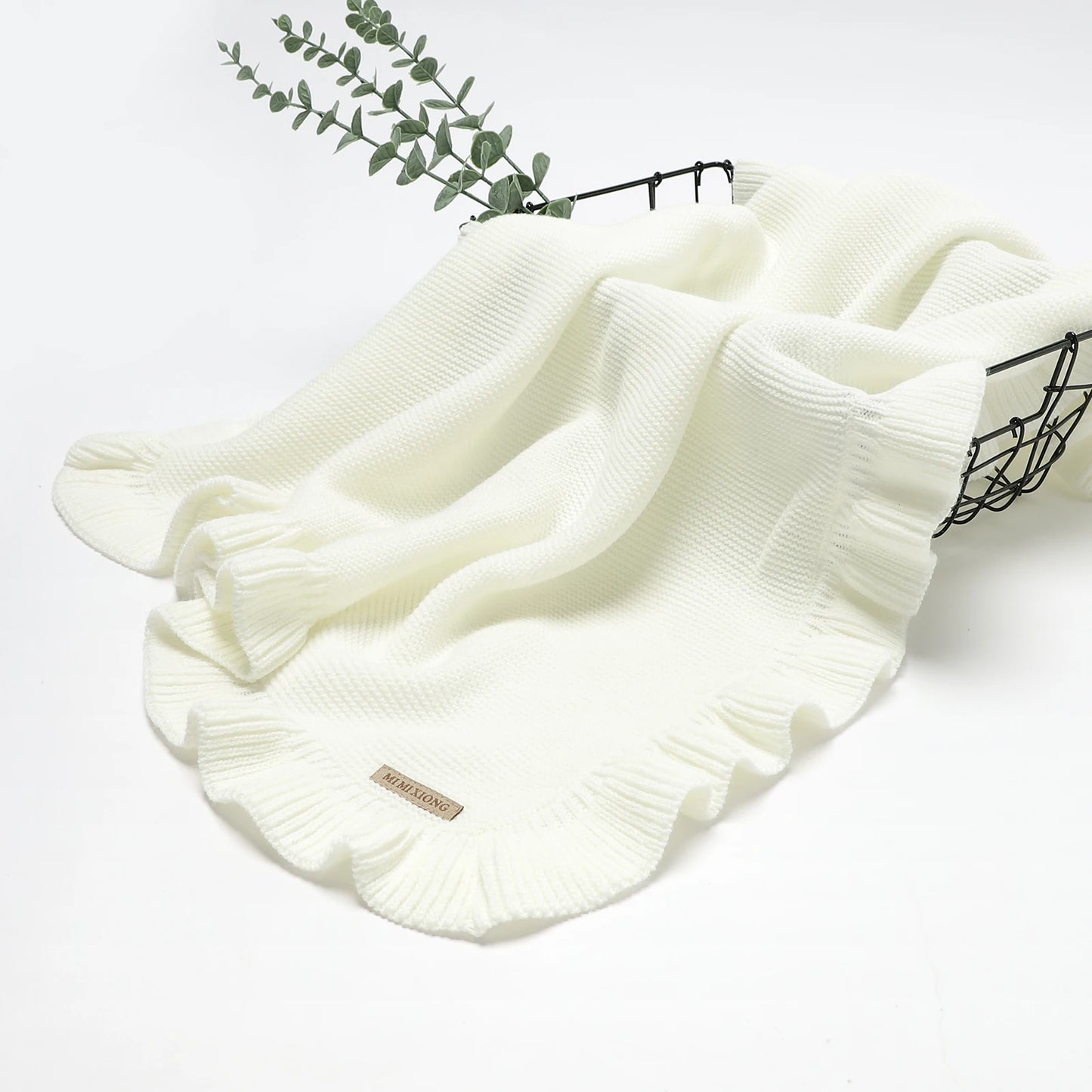 Ruffle Knit Baby Swaddle Blanket – Soft Newborn Stroller & Nap Blanket - Weemsie