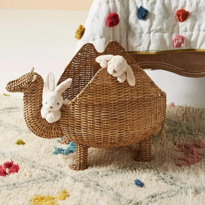 Weemsie Camel Laundry Basket – Rattan Kids Toy & Clothes Storage