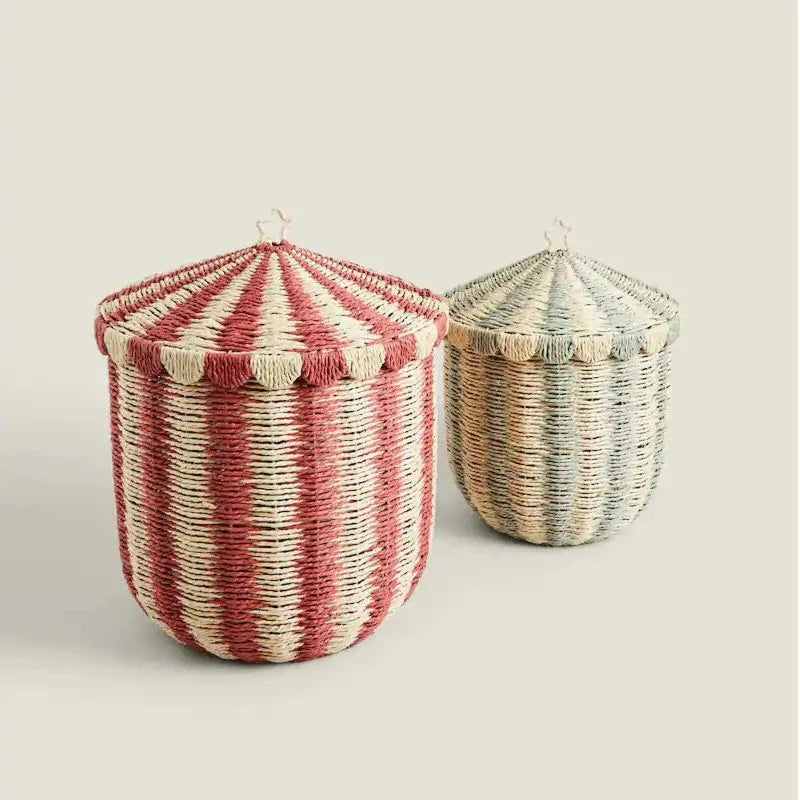 Circus Woven Kids’ Storage Basket with Lid – Large Toy and Laundry Organizer