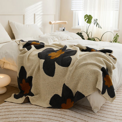 Floral Knit Throw – Cozy Microfiber Blanket