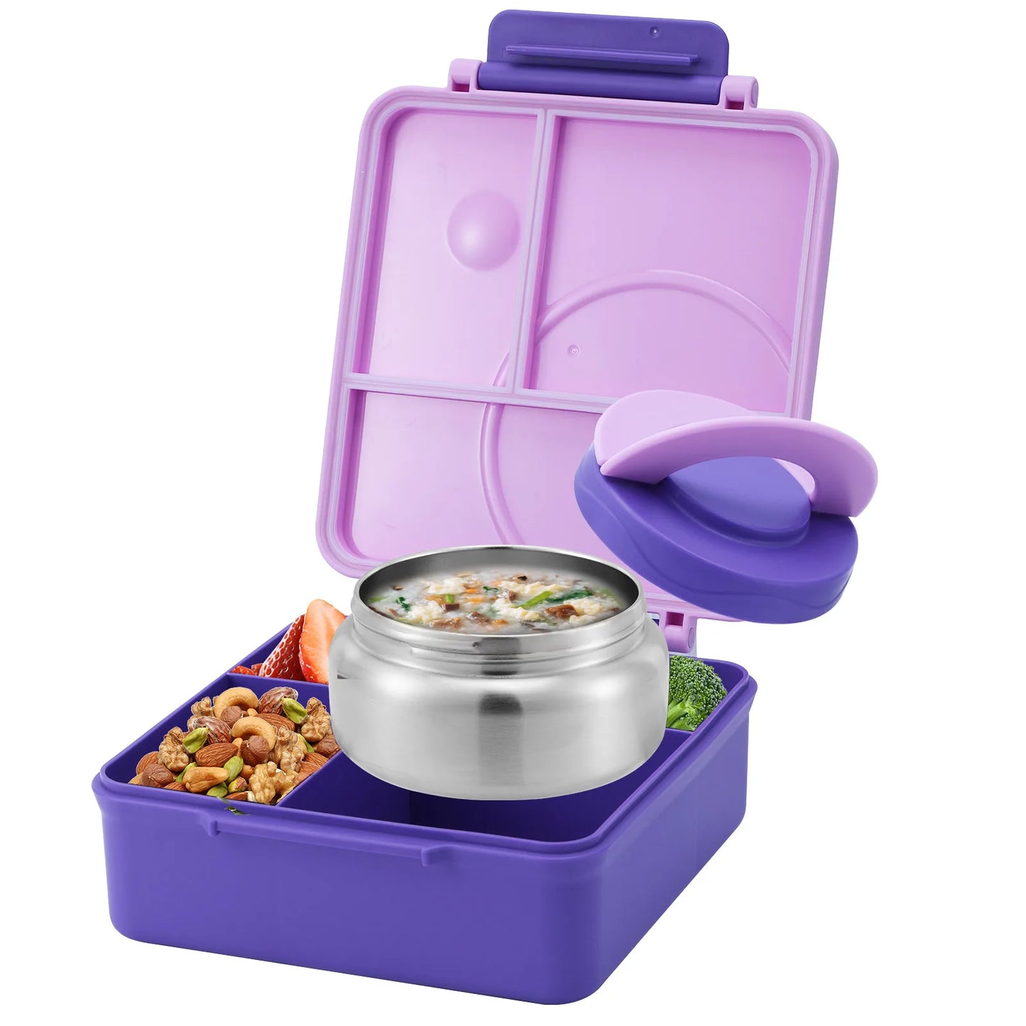 Weemsie Four-Grid Bento Lunch Box with Insulated Jar