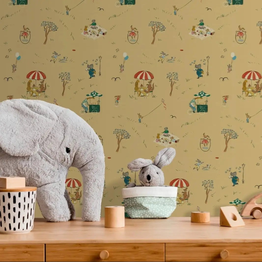 Weemsie Picnic at the Park Peel ansStick Wallpaper | Removable Kids Room Wallpaper
