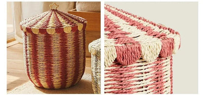 Circus Woven Kids’ Storage Basket with Lid – Large Toy and Laundry Organizer