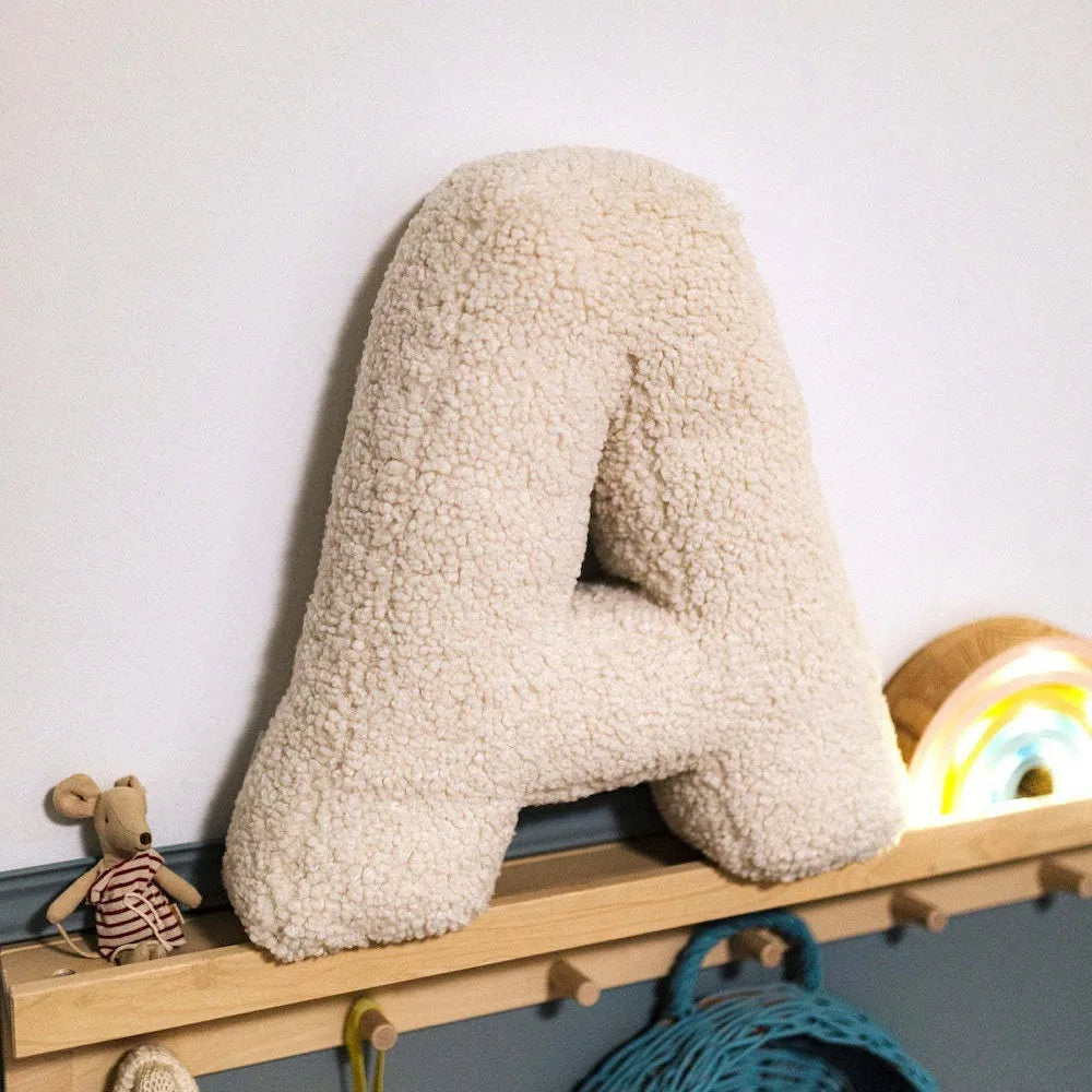 Alphabet Lamb Wool Pillow – Soft Letter Cushion for Nursery & Toddler Play