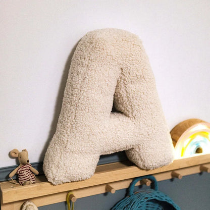 Alphabet Lamb Wool Pillow – Soft Letter Cushion for Nursery & Toddler Play