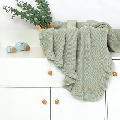 Ruffle Knit Baby Swaddle Blanket – Soft Newborn Stroller & Nap Blanket - Weemsie