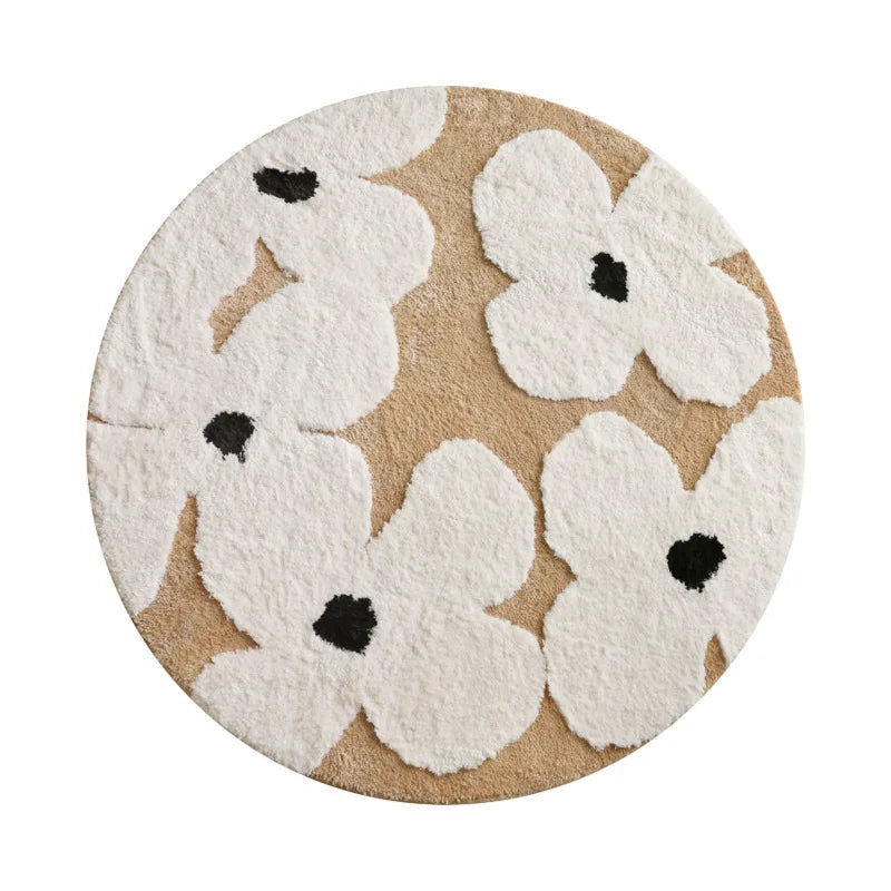 Flower Tufted Round Rug – Soft Floral Plush Carpet for Kids’ Rooms and Living Spaces