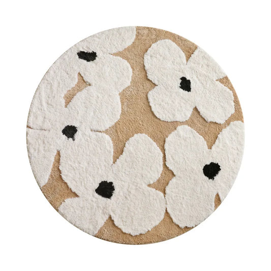 Flower Tufted Round Rug – Soft Floral Plush Carpet for Kids’ Rooms and Living Spaces