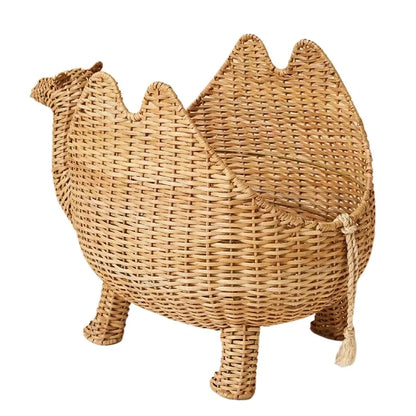 Weemsie Camel Laundry Basket – Rattan Kids Toy & Clothes Storage