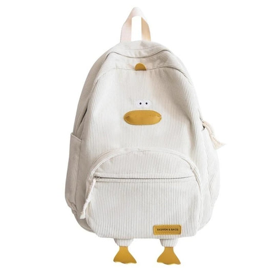 Quacky Corduroy Backpack – Cute Duck Travel Bag for Kids