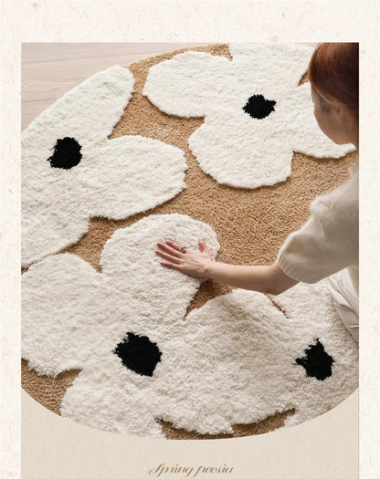 Flower Tufted Round Rug – Soft Floral Plush Carpet for Kids’ Rooms and Living Spaces