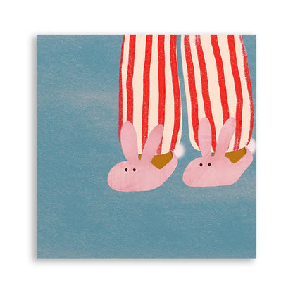 Weemsie Midnight Snack Bunny Wall Art Print | Playful Kids Bedroom Canvas Poster