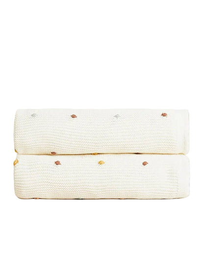 Knitted Polka Dots Baby Blanket – Cotton & Bamboo Newborn Blanket and Stroller Throw - Weemsie