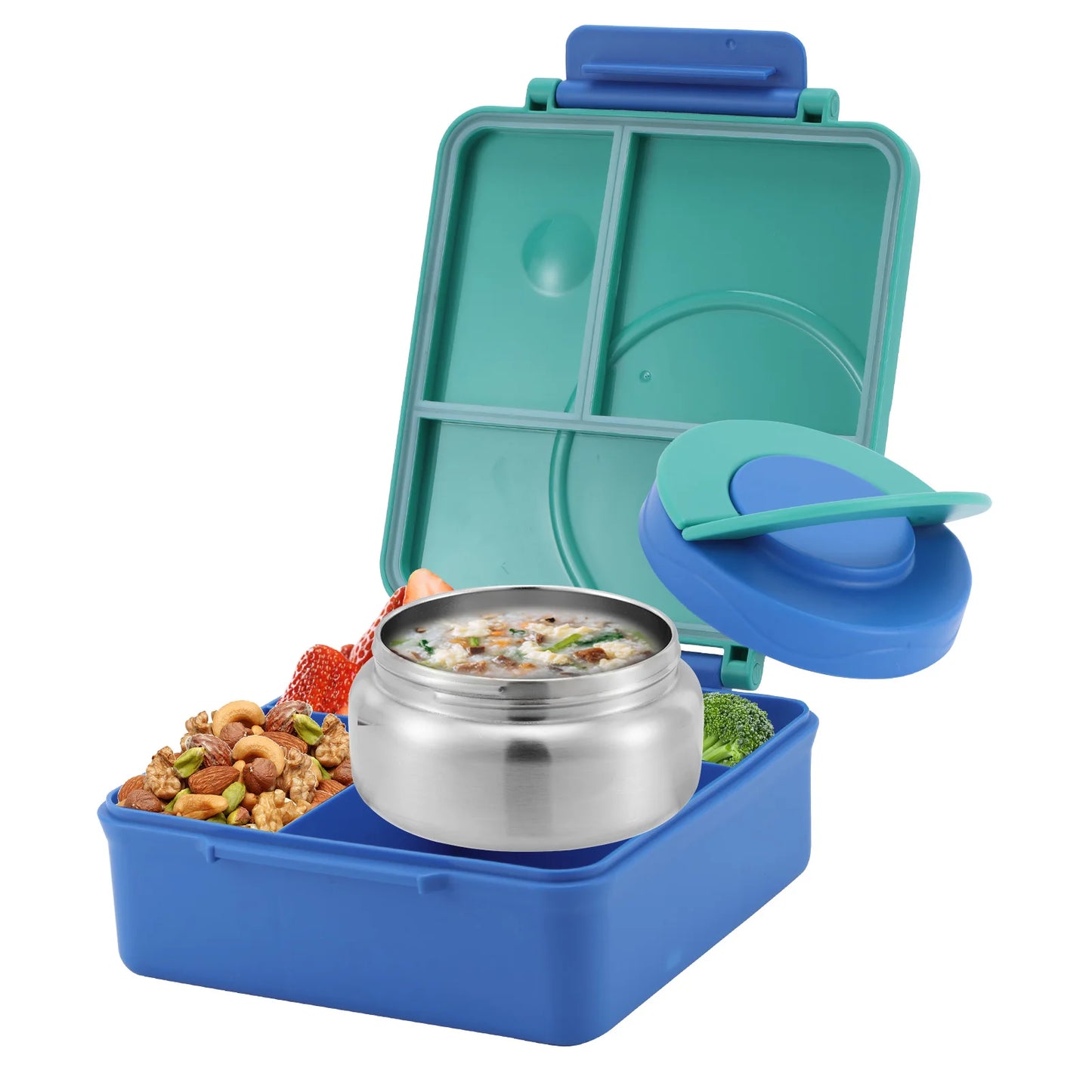 Weemsie Four-Grid Bento Lunch Box with Insulated Jar