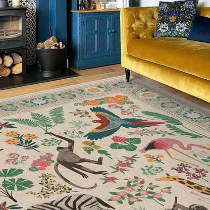 Bohemian Jungle Rug – Vintage Style Play Room & Bedroom Rug - Weemsie