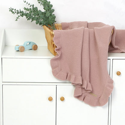 Ruffle Knit Baby Swaddle Blanket – Soft Newborn Stroller & Nap Blanket - Weemsie