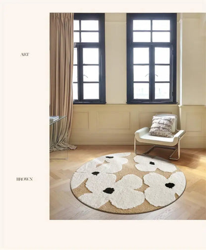 Flower Tufted Round Rug – Soft Floral Plush Carpet for Kids’ Rooms and Living Spaces