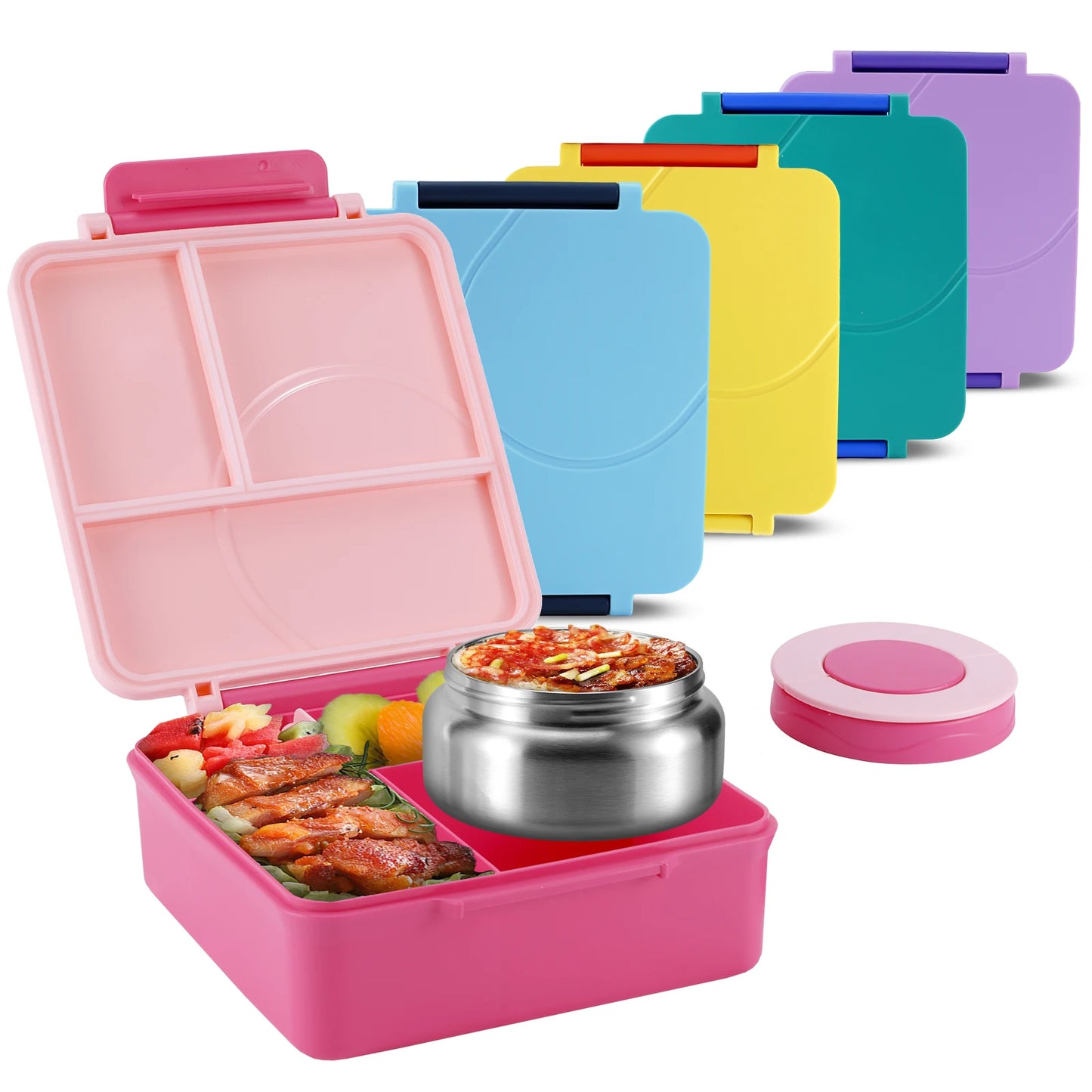 Weemsie Four-Grid Bento Lunch Box with Insulated Jar