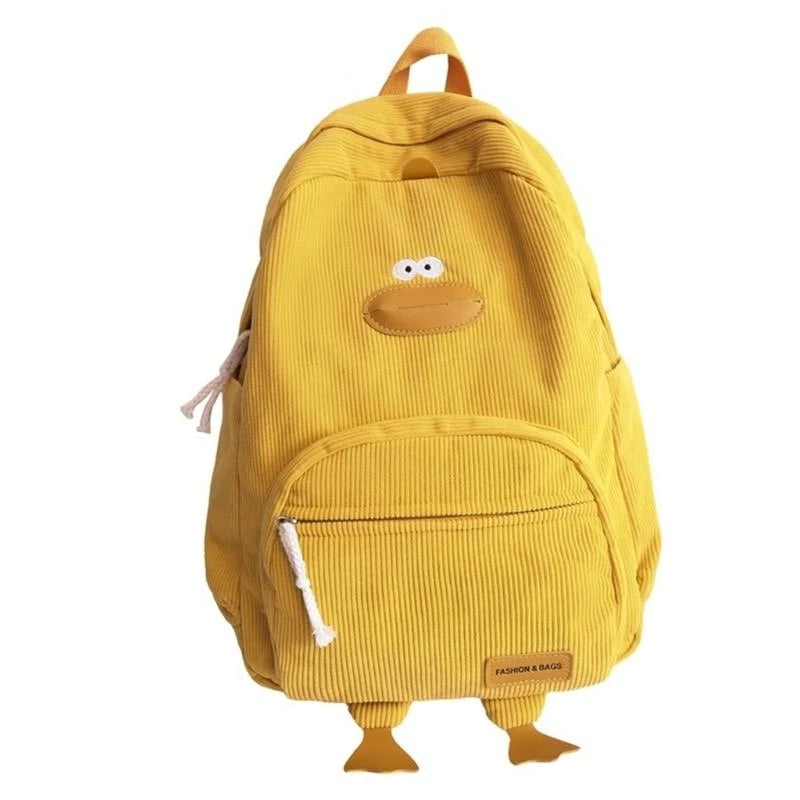 Yellow backpack on a white background