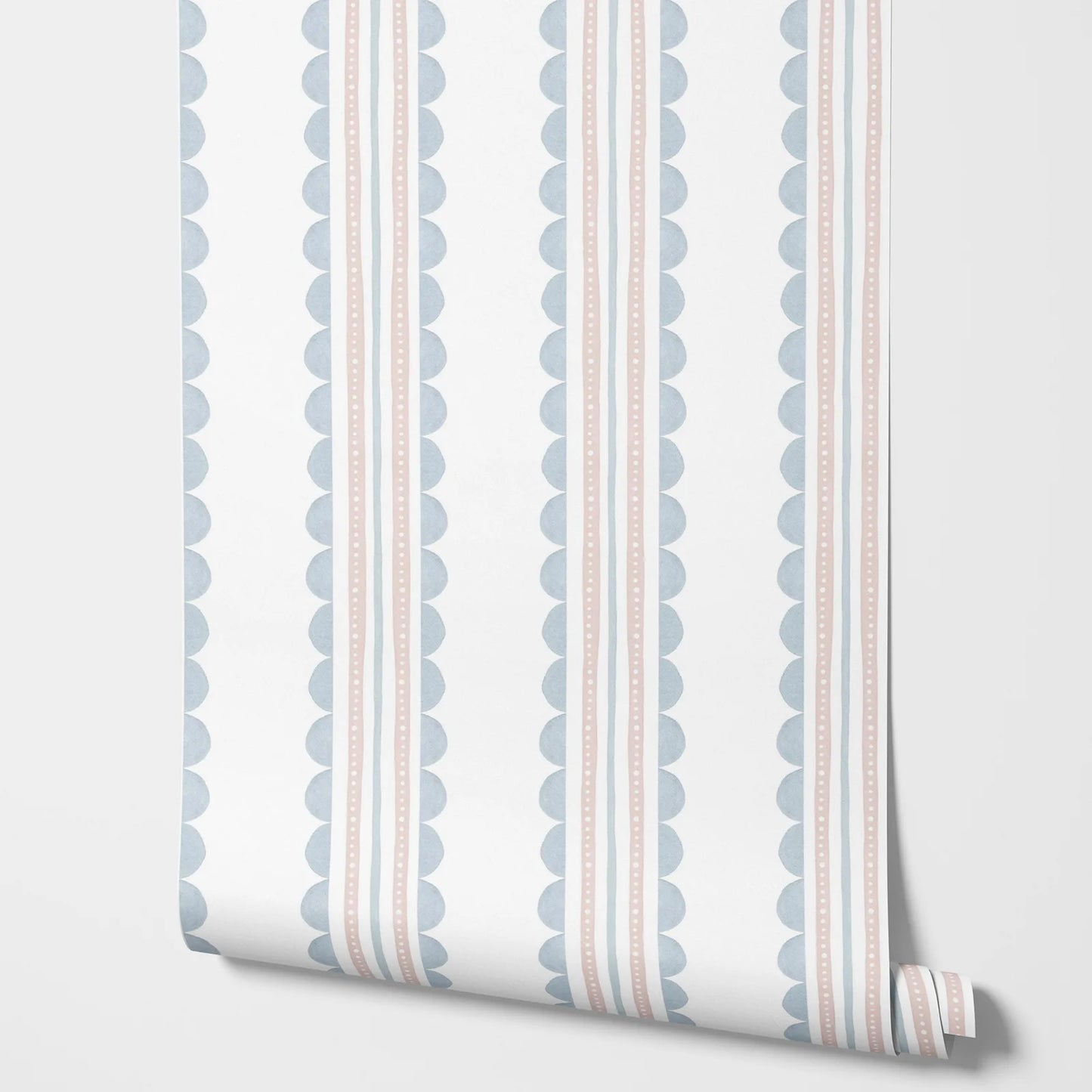 Wave Stripes Wallpaper Blue and Pink – Kids Geometric Adhesive Wall Art