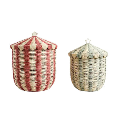 Circus Woven Kids’ Storage Basket with Lid – Large Toy and Laundry Organizer