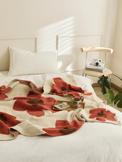 Floral Knit Throw – Cozy Microfiber Blanket
