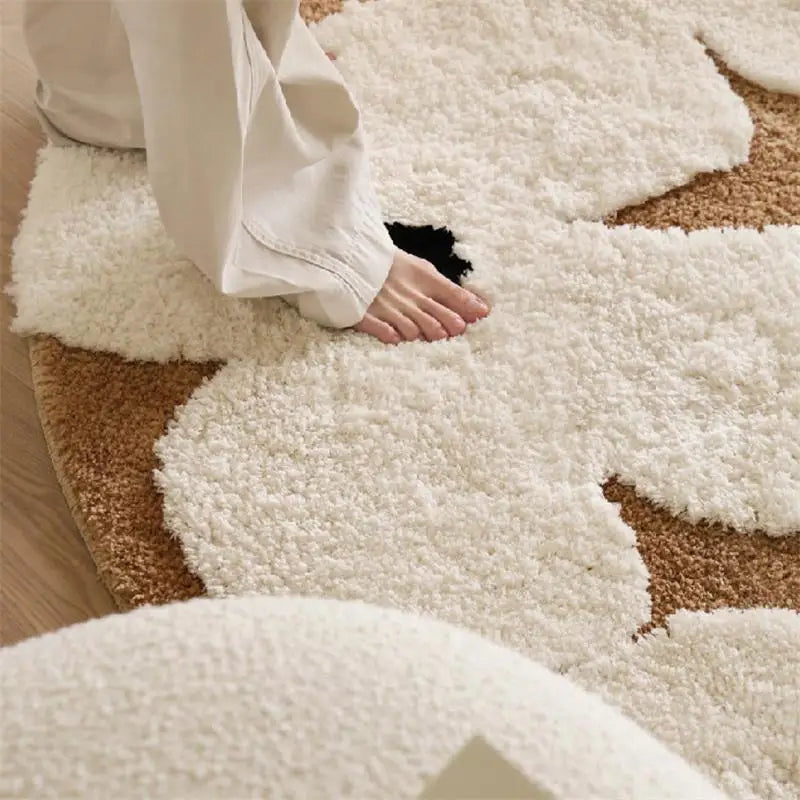 Flower Tufted Round Rug – Soft Floral Plush Carpet for Kids’ Rooms and Living Spaces
