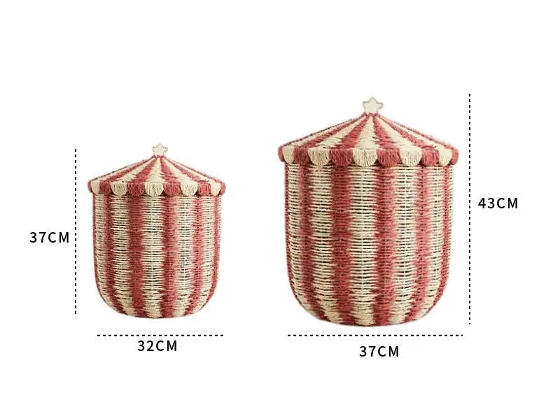 Circus Woven Kids’ Storage Basket with Lid – Large Toy and Laundry Organizer
