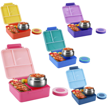 Weemsie Four-Grid Bento Lunch Box with Insulated Jar