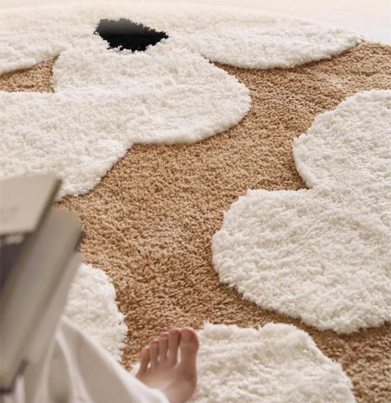 Flower Tufted Round Rug – Soft Floral Plush Carpet for Kids’ Rooms and Living Spaces